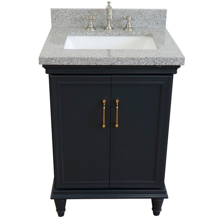 Bellaterra Home Forli 25" 2-Door 1-Drawer Dark Gray Freestanding Vanity Set With Ceramic Undermount Rectangular Sink And Gray Granite Top - Luxe Vanity & Tub