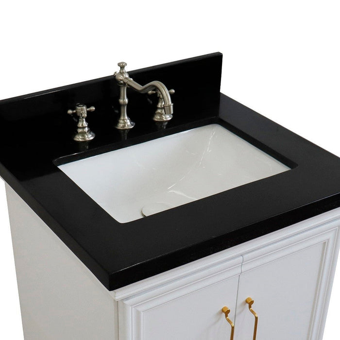 Bellaterra Home Forli 25" 2-Door 1-Drawer White Freestanding Vanity Set With Ceramic Undermount Rectangular Sink And Black Galaxy Granite Top - Luxe Vanity & Tub