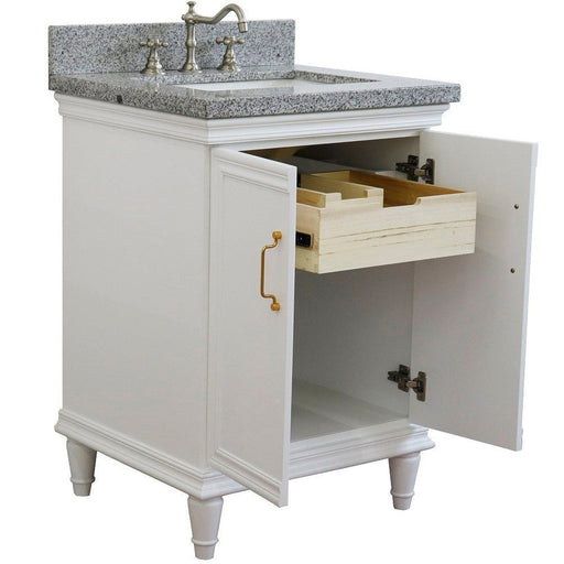 Bellaterra Home Forli 25" 2-Door 1-Drawer White Freestanding Vanity Set With Ceramic Undermount Rectangular Sink And Gray Granite Top - Luxe Vanity & Tub