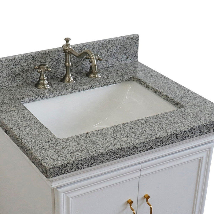 Bellaterra Home Forli 25" 2-Door 1-Drawer White Freestanding Vanity Set With Ceramic Undermount Rectangular Sink And Gray Granite Top - Luxe Vanity & Tub