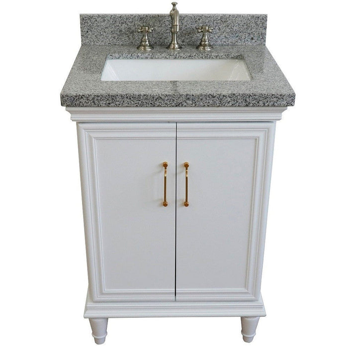 Bellaterra Home Forli 25" 2-Door 1-Drawer White Freestanding Vanity Set With Ceramic Undermount Rectangular Sink And Gray Granite Top - Luxe Vanity & Tub