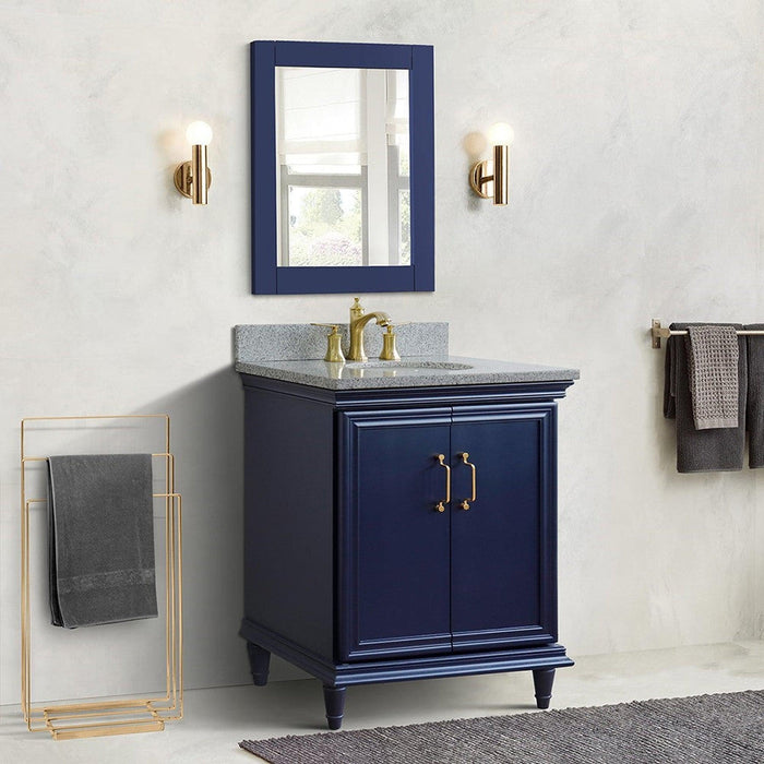 Bellaterra Home Forli 31" 2-Door 1-Drawer Blue Freestanding Vanity Set With Ceramic Undermount Oval Sink And Gray Granite Top