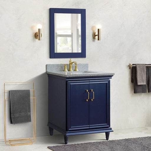 Bellaterra Home Forli 31" 2-Door 1-Drawer Blue Freestanding Vanity Set With Ceramic Undermount Rectangular Sink And Gray Granite Top