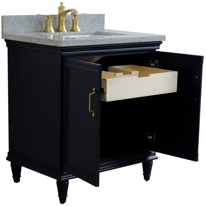 Bellaterra Home Forli 31" 2-Door 1-Drawer Blue Freestanding Vanity Set With Ceramic Undermount Rectangular Sink And Gray Granite Top - Luxe Vanity & Tub