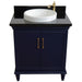 Bellaterra Home Forli 31" 2-Door 1-Drawer Blue Freestanding Vanity Set With Ceramic Vessel Sink And Black Galaxy Granite Top - Luxe Vanity & Tub