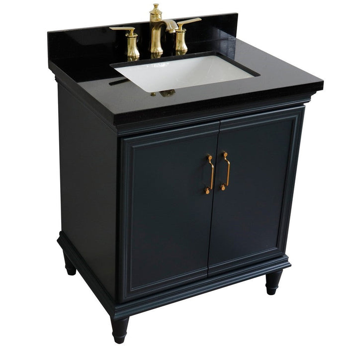 Bellaterra Home Forli 31" 2-Door 1-Drawer Dark Gray Freestanding Vanity Set With Ceramic Undermount Rectangular Sink And Black Galaxy Granite Top - Luxe Vanity & Tub