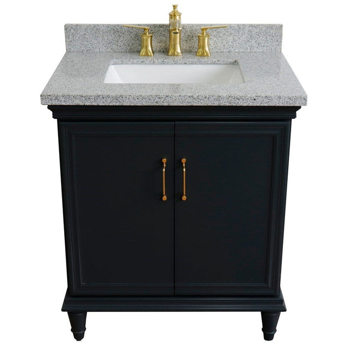 Bellaterra Home Forli 31" 2-Door 1-Drawer Dark Gray Freestanding Vanity Set With Ceramic Undermount Rectangular Sink And Gray Granite Top - Luxe Vanity & Tub