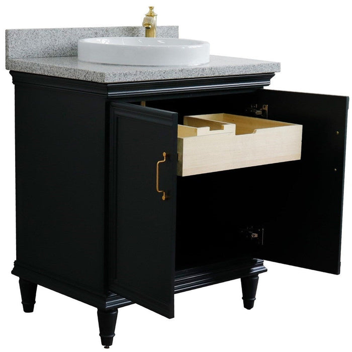 Bellaterra Home Forli 31" 2-Door 1-Drawer Dark Gray Freestanding Vanity Set With Ceramic Vessel Sink And Gray Granite Top - Luxe Vanity & Tub