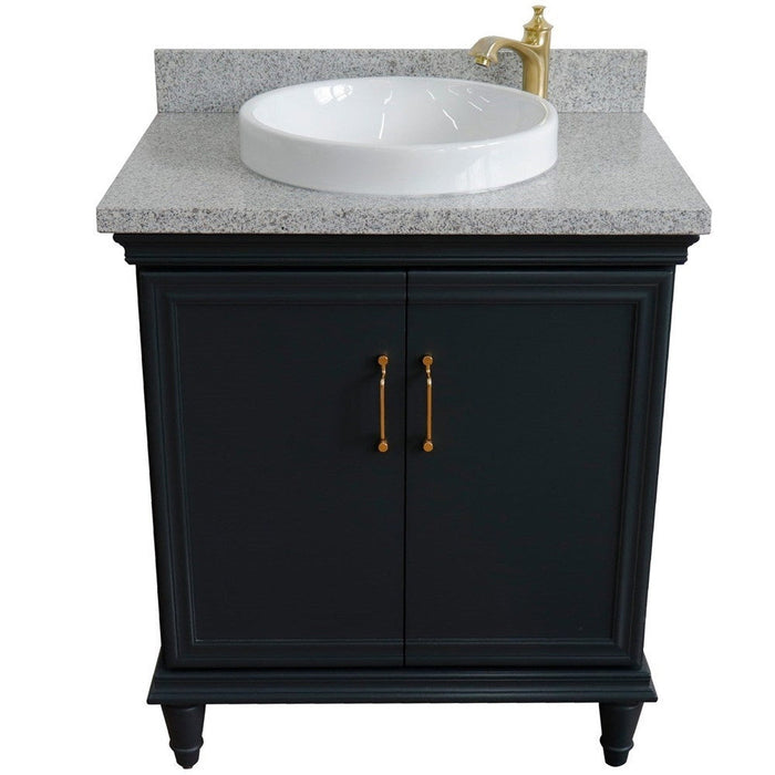 Bellaterra Home Forli 31" 2-Door 1-Drawer Dark Gray Freestanding Vanity Set With Ceramic Vessel Sink And Gray Granite Top - Luxe Vanity & Tub