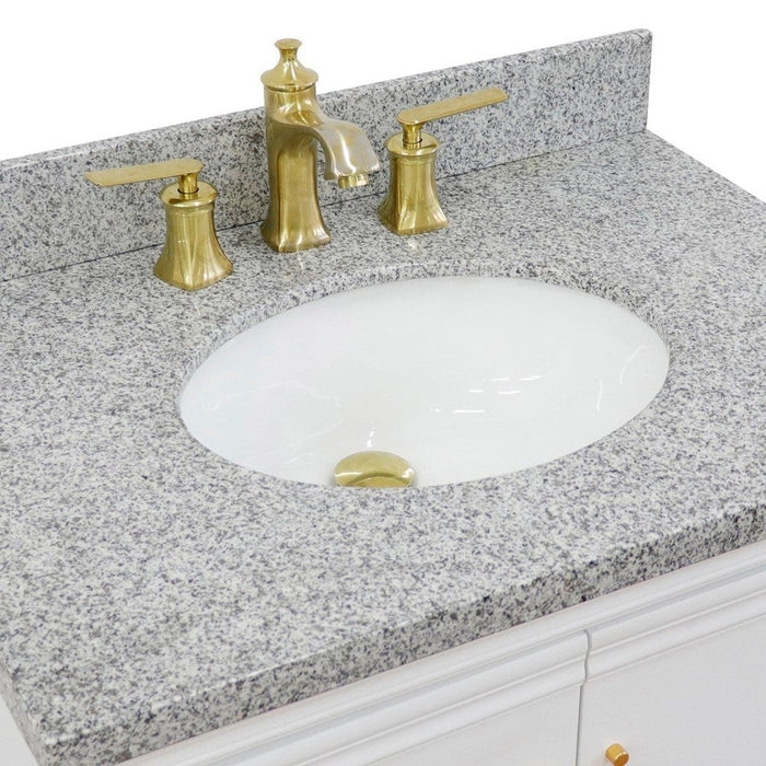 Bellaterra Home Forli 31" 2-Door 1-Drawer White Freestanding Vanity Set With Ceramic Undermount Oval Sink And Gray Granite Top - Luxe Vanity & Tub