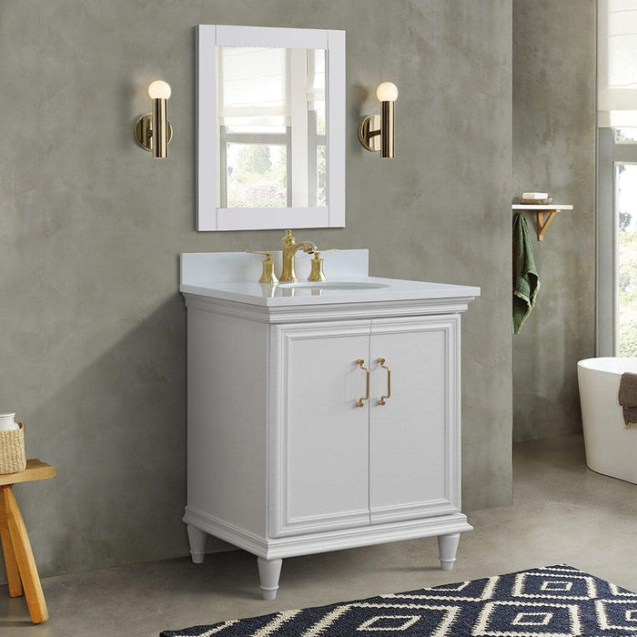 Bellaterra Home Forli 31" 2-Door 1-Drawer White Freestanding Vanity Set With Ceramic Undermount Oval Sink And White Quartz Top