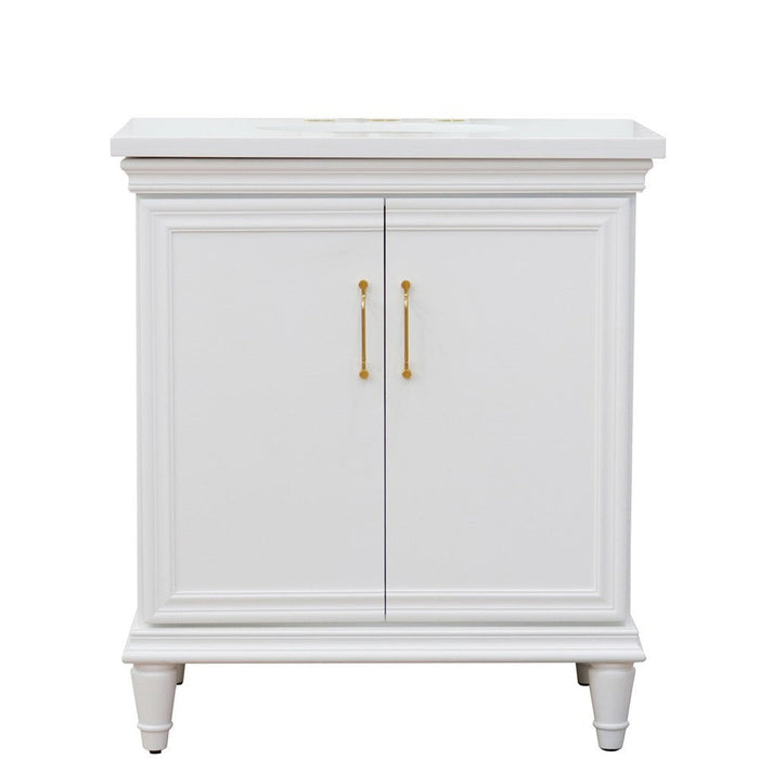 Bellaterra Home Forli 31" 2-Door 1-Drawer White Freestanding Vanity Set With Ceramic Undermount Oval Sink And White Quartz Top - Luxe Vanity & Tub