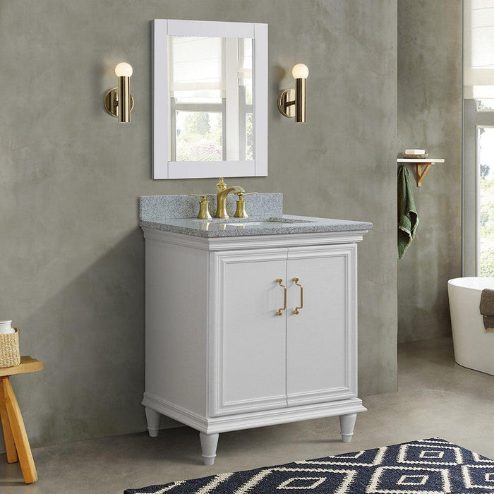 Bellaterra Home Forli 31" 2-Door 1-Drawer White Freestanding Vanity Set With Ceramic Undermount Rectangular Sink And Gray Granite Top