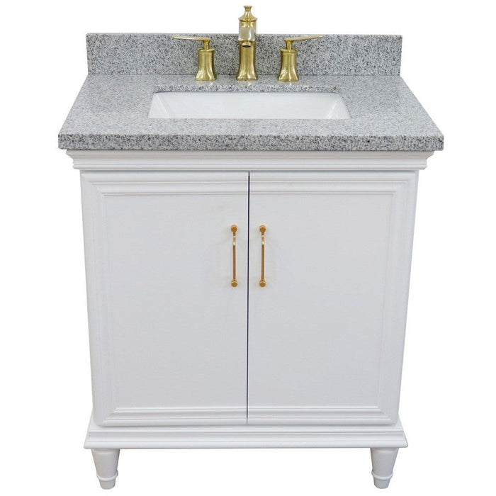 Bellaterra Home Forli 31" 2-Door 1-Drawer White Freestanding Vanity Set With Ceramic Undermount Rectangular Sink And Gray Granite Top - Luxe Vanity & Tub