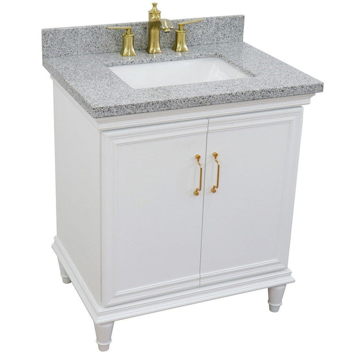 Bellaterra Home Forli 31" 2-Door 1-Drawer White Freestanding Vanity Set With Ceramic Undermount Rectangular Sink And Gray Granite Top - Luxe Vanity & Tub