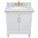 Bellaterra Home Forli 31" 2-Door 1-Drawer White Freestanding Vanity Set With Ceramic Undermount Rectangular Sink And White Carrara Marble Top - Luxe Vanity & Tub