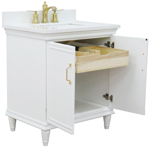 Bellaterra Home Forli 31" 2-Door 1-Drawer White Freestanding Vanity Set With Ceramic Undermount Rectangular Sink And White Quartz Top - Luxe Vanity & Tub