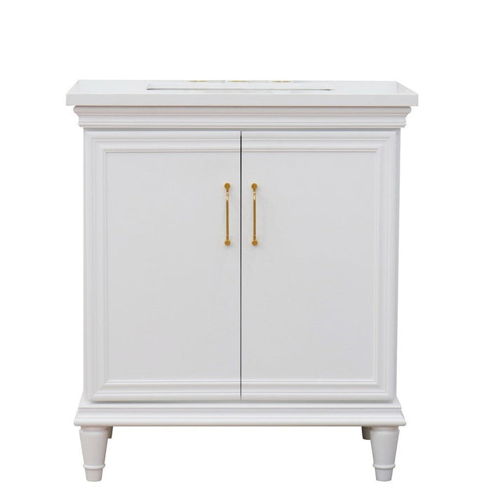 Bellaterra Home Forli 31" 2-Door 1-Drawer White Freestanding Vanity Set With Ceramic Undermount Rectangular Sink And White Quartz Top - Luxe Vanity & Tub