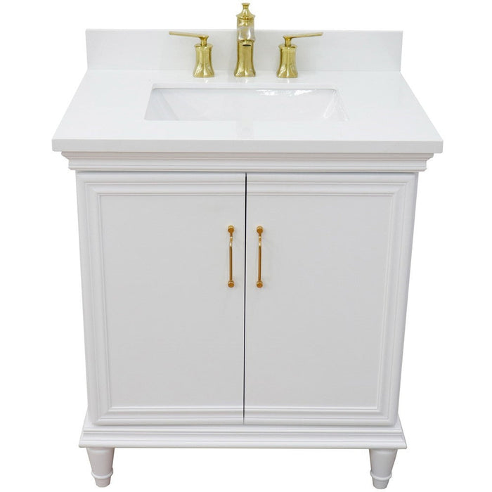 Bellaterra Home Forli 31" 2-Door 1-Drawer White Freestanding Vanity Set With Ceramic Undermount Rectangular Sink And White Quartz Top - Luxe Vanity & Tub