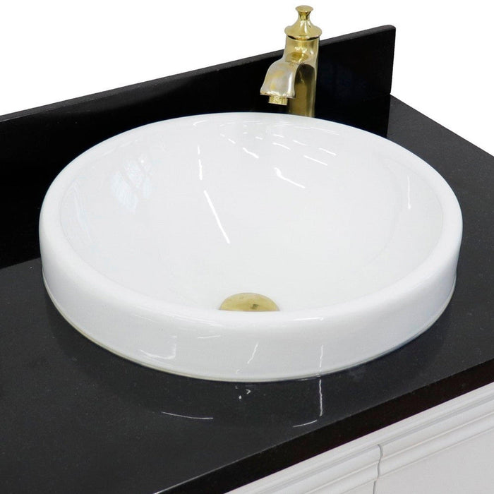 Bellaterra Home Forli 31" 2-Door 1-Drawer White Freestanding Vanity Set With Ceramic Vessel Sink And Black Galaxy Granite Top - Luxe Vanity & Tub