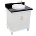 Bellaterra Home Forli 31" 2-Door 1-Drawer White Freestanding Vanity Set With Ceramic Vessel Sink And Black Galaxy Granite Top - Luxe Vanity & Tub