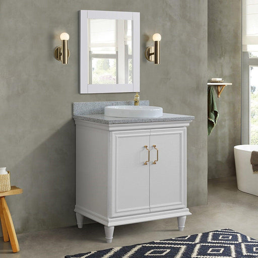 Bellaterra Home Forli 31" 2-Door 1-Drawer White Freestanding Vanity Set With Ceramic Vessel Sink And Gray Granite Top