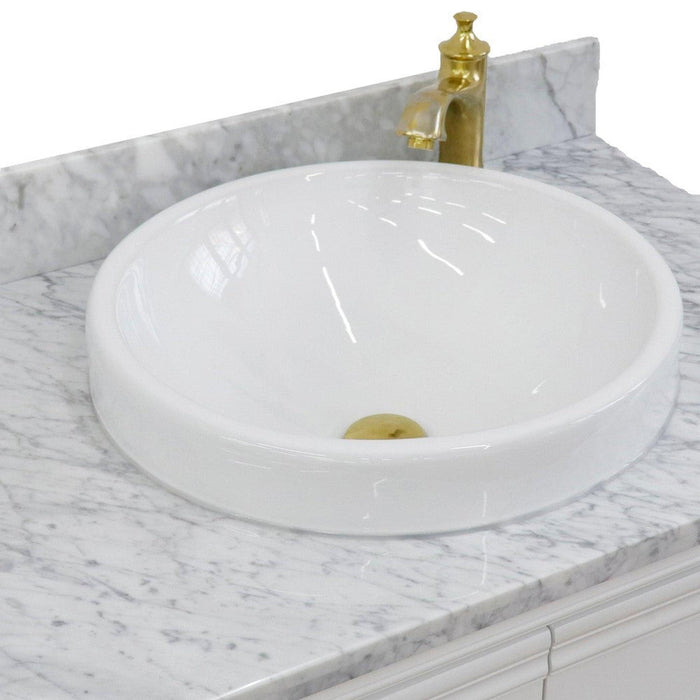 Bellaterra Home Forli 31" 2-Door 1-Drawer White Freestanding Vanity Set With Ceramic Vessel Sink And White Carrara Marble Top - Luxe Vanity & Tub