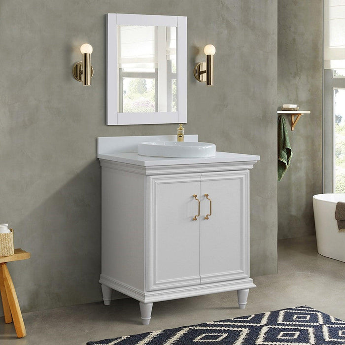 Bellaterra Home Forli 31" 2-Door 1-Drawer White Freestanding Vanity Set With Ceramic Vessel Sink And White Quartz Top