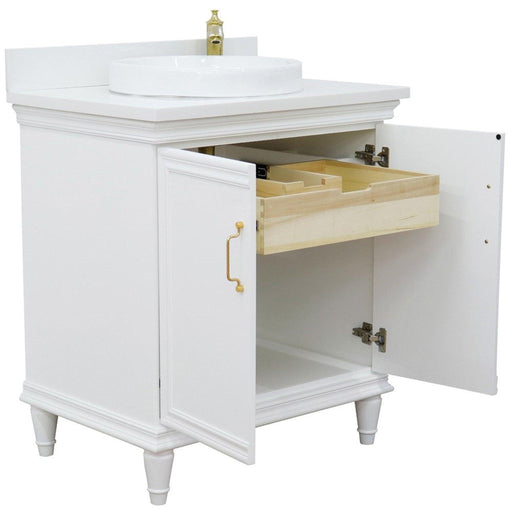 Bellaterra Home Forli 31" 2-Door 1-Drawer White Freestanding Vanity Set With Ceramic Vessel Sink And White Quartz Top - Luxe Vanity & Tub