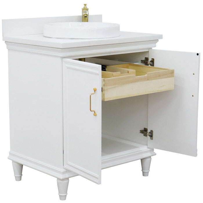 Bellaterra Home Forli 31" 2-Door 1-Drawer White Freestanding Vanity Set With Ceramic Vessel Sink And White Quartz Top - Luxe Vanity & Tub