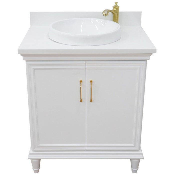 Bellaterra Home Forli 31" 2-Door 1-Drawer White Freestanding Vanity Set With Ceramic Vessel Sink And White Quartz Top - Luxe Vanity & Tub