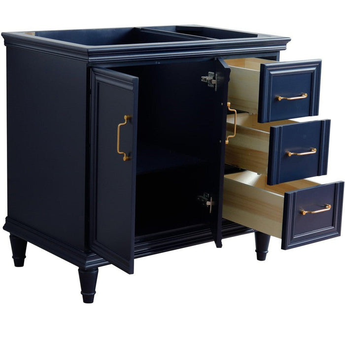 Bellaterra Home Forli 36" 2-Door 3-Drawer Blue Freestanding Vanity Base With Left Door - Luxe Vanity & Tub