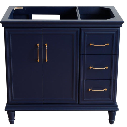 Bellaterra Home Forli 36" 2-Door 3-Drawer Blue Freestanding Vanity Base With Left Door - Luxe Vanity & Tub