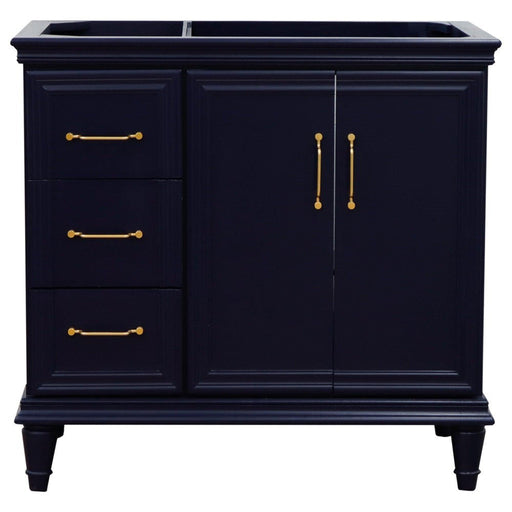 Bellaterra Home Forli 36" 2-Door 3-Drawer Blue Freestanding Vanity Base With Right Door