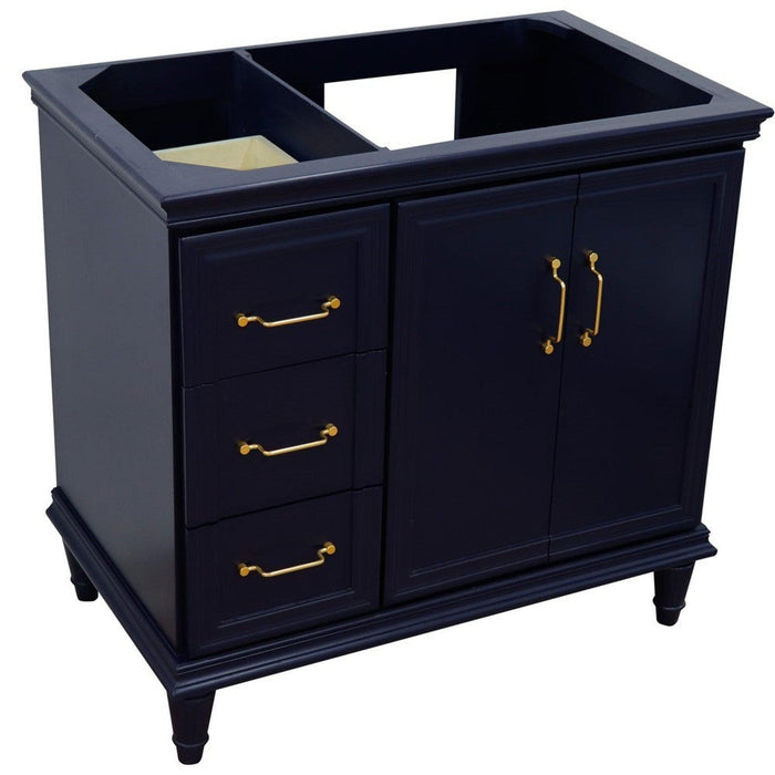 Bellaterra Home Forli 36" 2-Door 3-Drawer Blue Freestanding Vanity Base With Right Door - Luxe Vanity & Tub