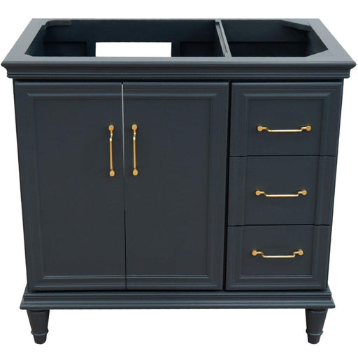 Bellaterra Home Forli 36" 2-Door 3-Drawer Dark Gray Freestanding Vanity Base With Left Door - Luxe Vanity & Tub