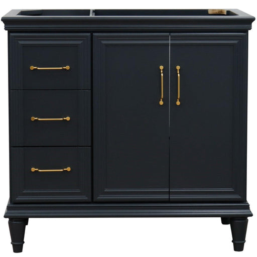 Bellaterra Home Forli 36" 2-Door 3-Drawer Dark Gray Freestanding Vanity Base With Right Door