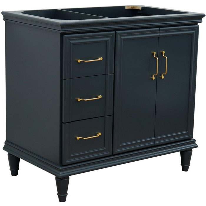 Bellaterra Home Forli 36" 2-Door 3-Drawer Dark Gray Freestanding Vanity Base With Right Door - Luxe Vanity & Tub