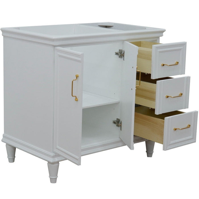 Bellaterra Home Forli 36" 2-Door 3-Drawer White Freestanding Vanity Base With Left Door - Luxe Vanity & Tub