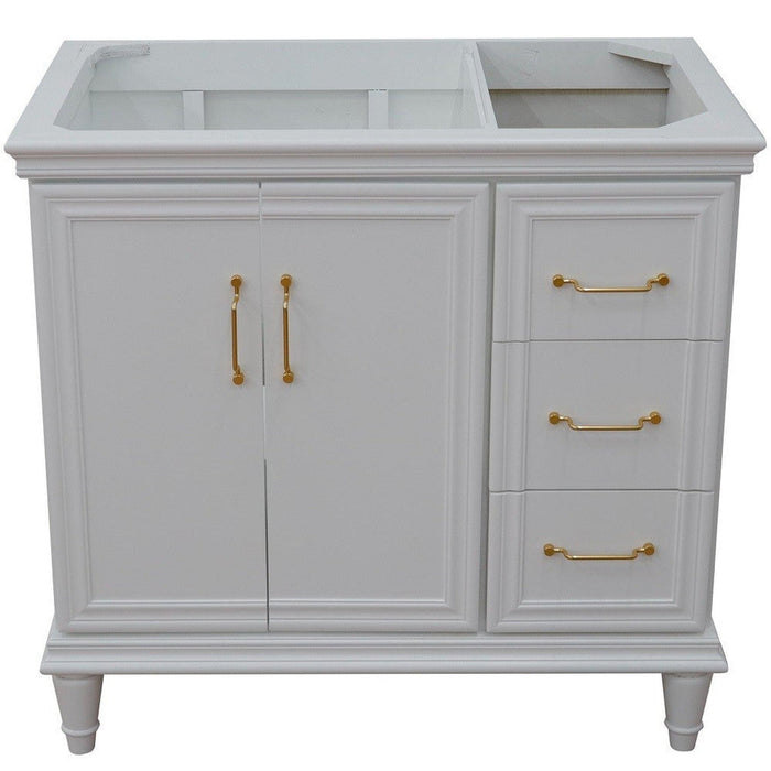 Bellaterra Home Forli 36" 2-Door 3-Drawer White Freestanding Vanity Base With Left Door - Luxe Vanity & Tub