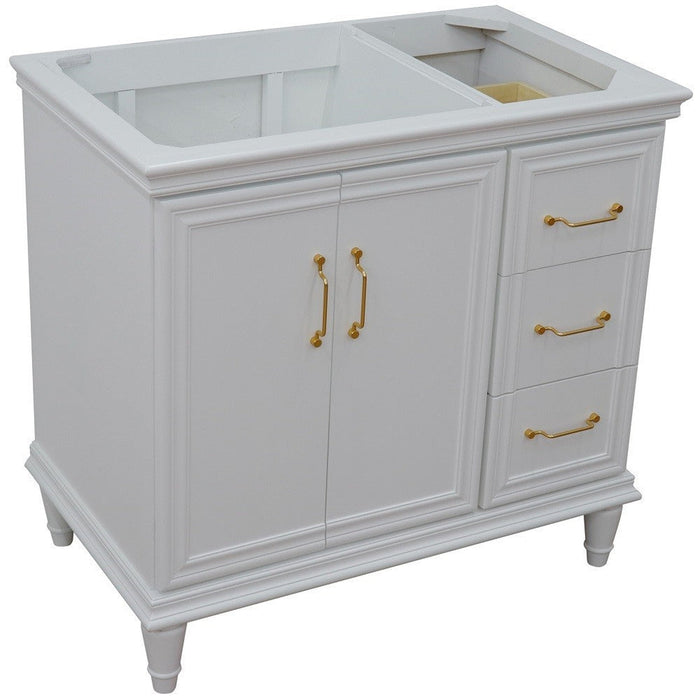 Bellaterra Home Forli 36" 2-Door 3-Drawer White Freestanding Vanity Base With Left Door - Luxe Vanity & Tub