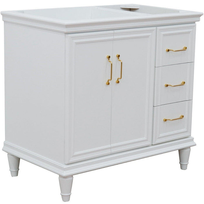 Bellaterra Home Forli 36" 2-Door 3-Drawer White Freestanding Vanity Base With Left Door - Luxe Vanity & Tub