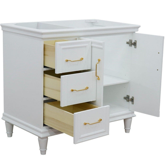 Bellaterra Home Forli 36" 2-Door 3-Drawer White Freestanding Vanity Base With Right Door - Luxe Vanity & Tub