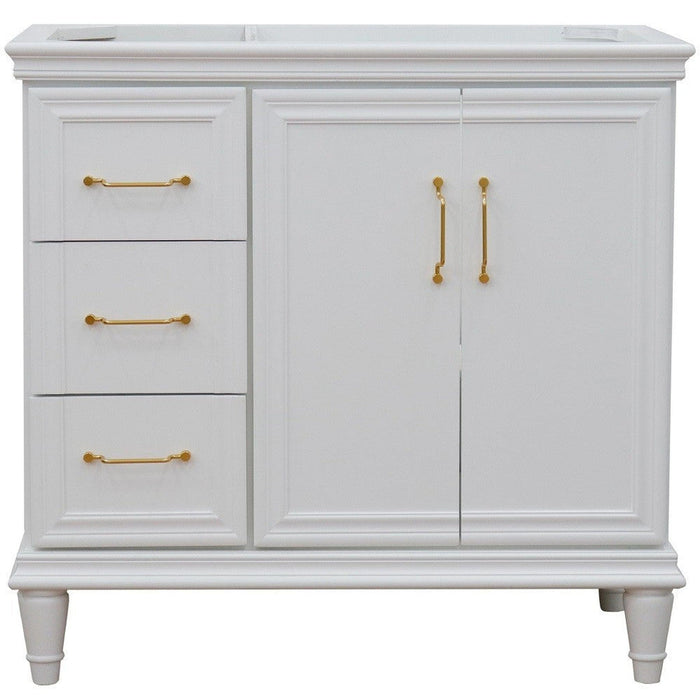 Bellaterra Home Forli 36" 2-Door 3-Drawer White Freestanding Vanity Base With Right Door