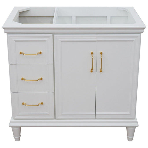 Bellaterra Home Forli 36" 2-Door 3-Drawer White Freestanding Vanity Base With Right Door - Luxe Vanity & Tub