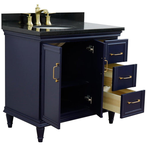 Bellaterra Home Forli 37" 2-Door 3-Drawer Blue Freestanding Vanity Set - Luxe Vanity & Tub