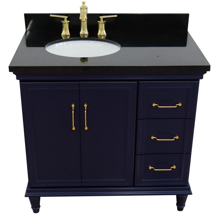 Bellaterra Home Forli 37" 2-Door 3-Drawer Blue Freestanding Vanity Set - Luxe Vanity & Tub