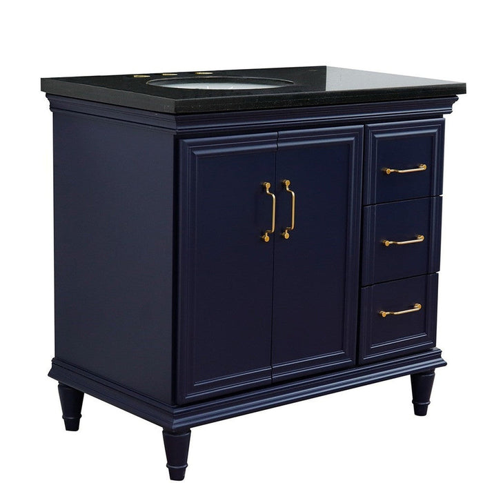 Bellaterra Home Forli 37" 2-Door 3-Drawer Blue Freestanding Vanity Set - Luxe Vanity & Tub