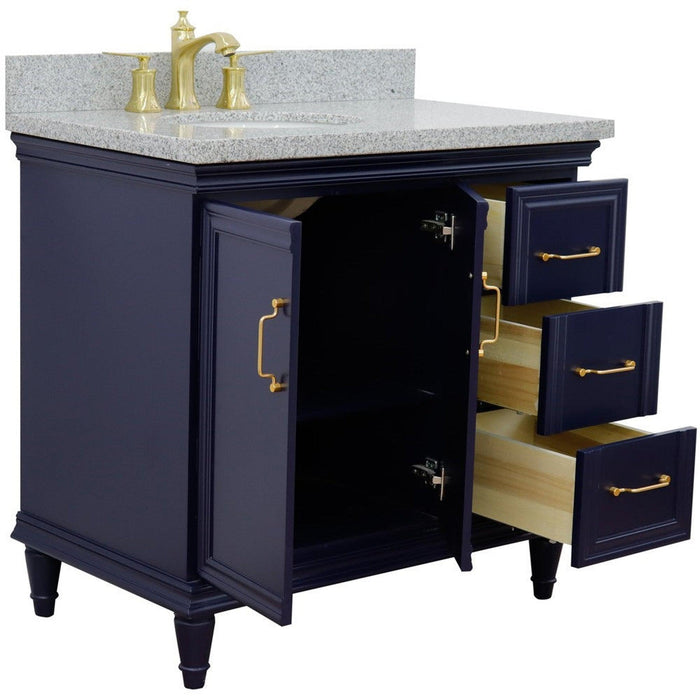 Bellaterra Home Forli 37" 2-Door 3-Drawer Blue Freestanding Vanity Set - Luxe Vanity & Tub