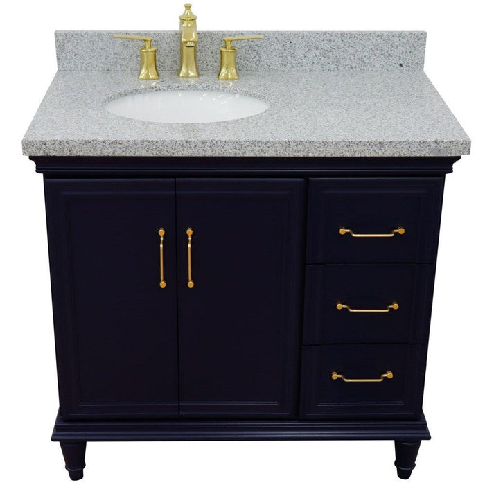 Bellaterra Home Forli 37" 2-Door 3-Drawer Blue Freestanding Vanity Set - Luxe Vanity & Tub